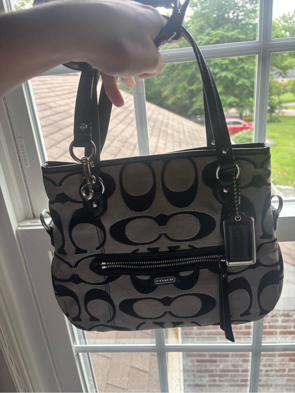 Coach Monogram Tote and Wallet in Black and Gray